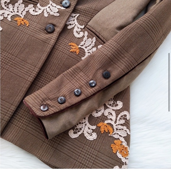 Jonathan Simkhai Brown Wool Appliqué Basque Jacket - Picture 6 of 15